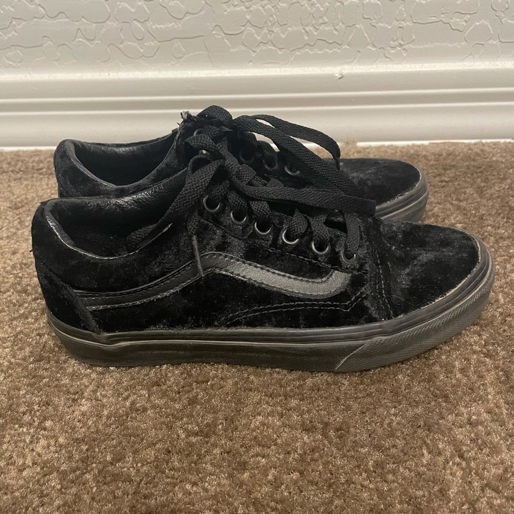 Women’s black velvet vans